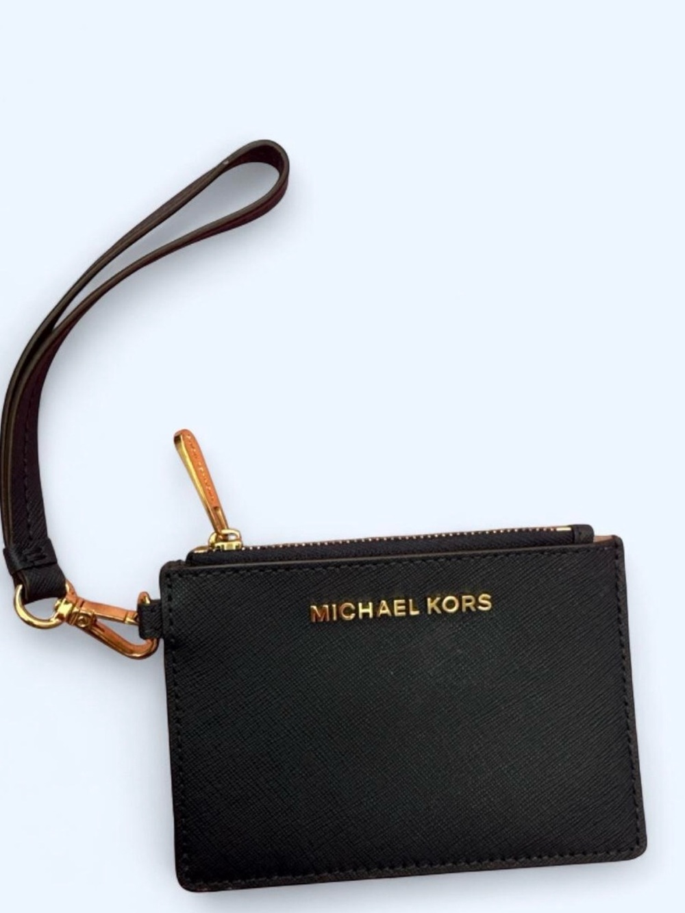 Michael Kors Navy blue Saffiano Leather Wristlet Card Case with Gold Hardware